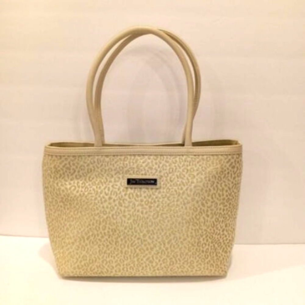 Jim Thompson Vintage Metallic Animal Print Small Tote Handbag/Purse Leather Trim